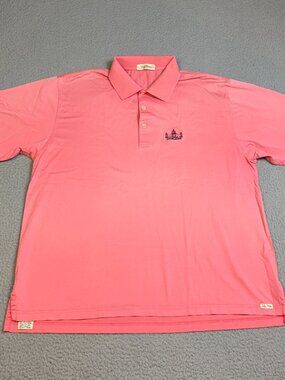 Peter Millar Polo Mens Size Large Pink Cotton Stretch Performance Golf